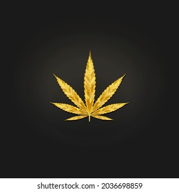 Gold Cannabis Leaf  Illustration Vector Image	