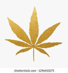 Gold Cannabis Leaf. Vector