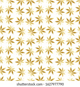 Gold cannabis seamless pattern. Elegant marijuana texture. Vector illustration.