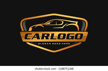 Gold car, auto, automotive logo template