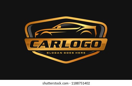 Gold car, auto, automotive logo template