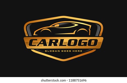 Gold car, auto, automotive logo template