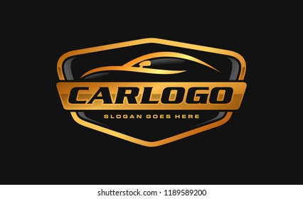 Gold car, auto, automotive logo template