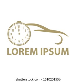 gold car and clock, vector logo tempate