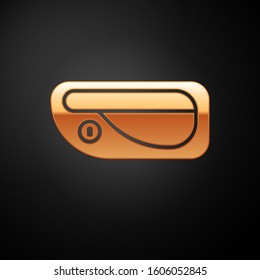 Gold Car door handle icon isolated on black background.  Vector Illustration
