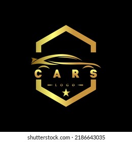 Gold Car Logo Template Black Background Stock Vector (royalty Free 