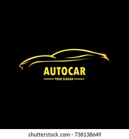 Gold Car Logo Template Black Backround Stock Vector (Royalty Free ...