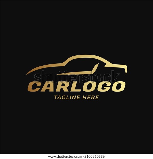 Gold Car Logo Template\
with Black background. Car logo for Automotive Company logo. Car\
logo template