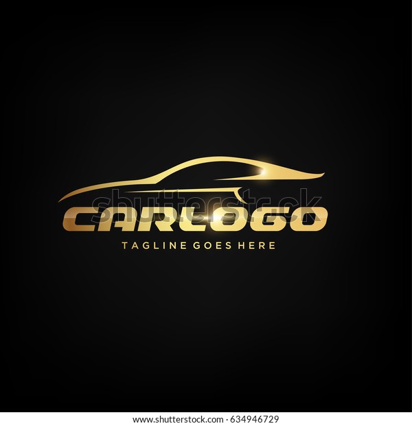 Gold Car Logo\
Template with Black Background. Abstract Car silhouette for\
Automotive Company logo. Vector\
Eps.10