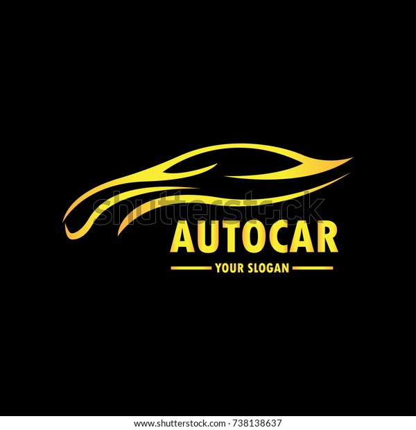 Gold Car Logo Template Black Backround Stock Vector (Royalty Free ...