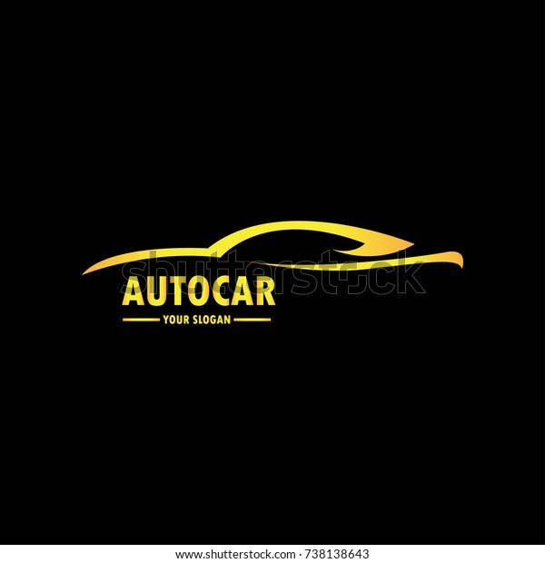 Gold Car Logo Template Black Backround Stock Vector (royalty Free 