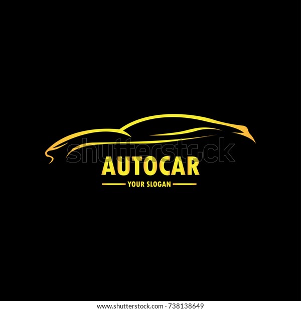 Gold Car Logo\
Template with Black Backround. Abstract Car silhouette for\
Automotive Company logo. Vector\
Eps.10