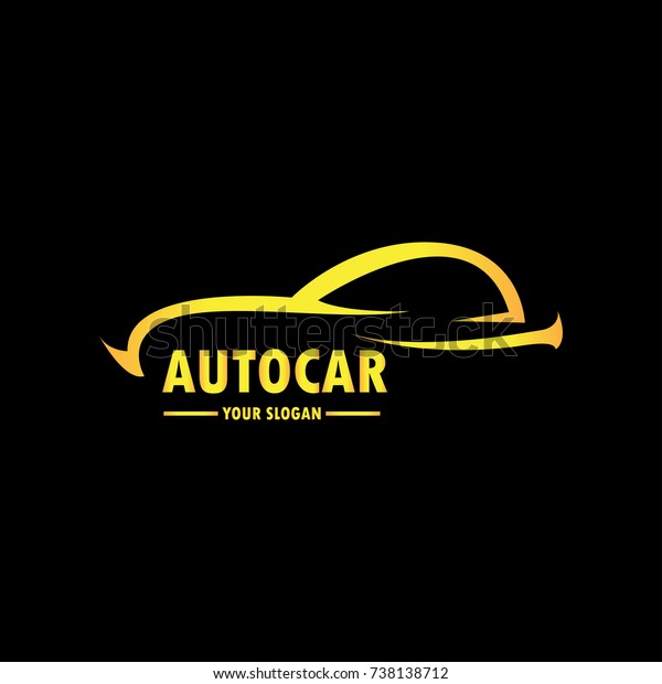 Gold Car Logo Template Black Backround Stock Vector (Royalty Free ...