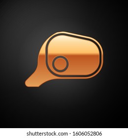 Gold Car mirror icon isolated on black background.  Vector Illustration