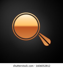 Gold Car mirror icon isolated on black background.  Vector Illustration