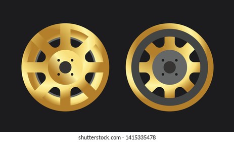 Gold Car wheel - Vector icon