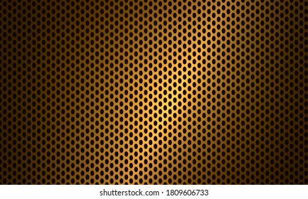 Gold carbon fiber texture. Golden metallic steel background. Black ellipse textured background. Geometric oval texture pattern. Industrial design backdrop.