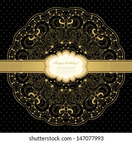 Gold card with lace vector eps 10