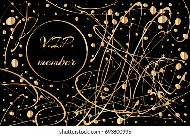 Gold card, luxury background with golden decoration on black, vector illustration