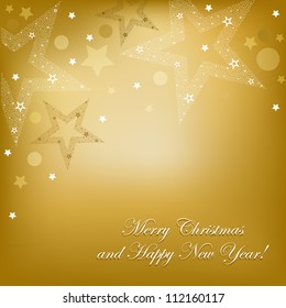 Gold Card With Stars And Text, Vector Illustration