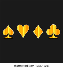 Gold card suit icon vector, playing cards symbols vector, set icon symbol suit, card suit icon sign, icon - stock vector