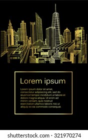 Gold cards with city