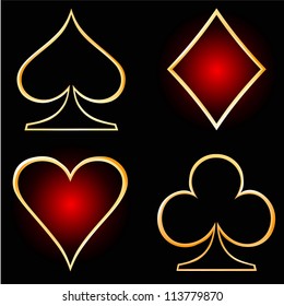 Gold cards on a black background