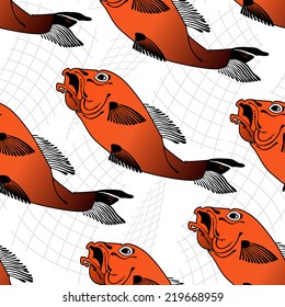 gold carp fish vector seamless pattern