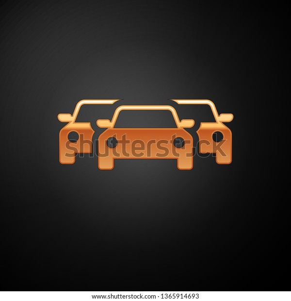 Gold Cars icon isolated on black background.\
Vector Illustration
