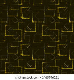 Gold carved squares and rhombuses for an abstract glowing background or pattern. Excellent mood of openwork and carved squares and frames in the maze.