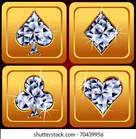 Gold Casino Card Signs Web Buttons