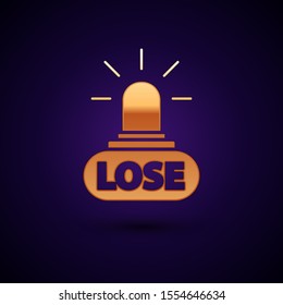 Gold Casino losing icon isolated on dark blue background.  Vector Illustration