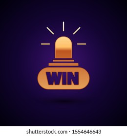 Gold Casino win icon isolated on dark blue background.  Vector Illustration