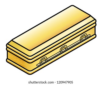 A gold casket/coffin.