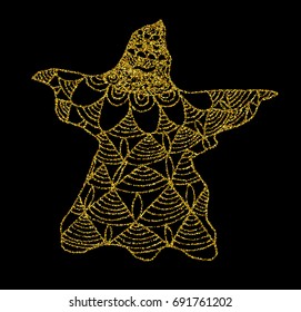 Gold cast of ghost on a black background