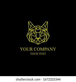 GOLD  CAT HEAD IN GEOMETRIC LOGO