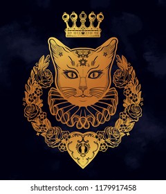 Gold cat silhouette portrait