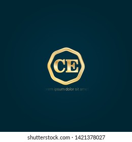 Gold CE company linked letter logo concept. Designed for your web site design, logo, app, UI. Gold initial logo design