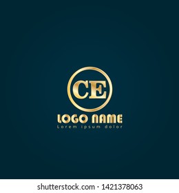Gold CE company linked letter logo concept. Designed for your web site design, logo, app, UI. Gold initial logo design