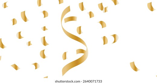 Gold Celebration Design Featuring Floating Metallic Confetti with Glowing Light Effects. Glamour falling glitter. New year wallpaper .brochure template. Cover texture design.