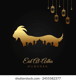 gold celebration of eid al al-adha poster greeting card design illustration