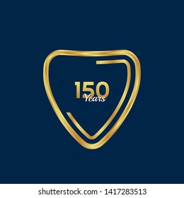 Gold celebration shield. 150 years anniversary.