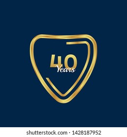 Gold celebration shield. 40 years anniversary