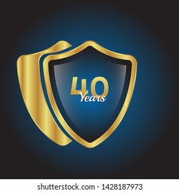 Gold celebration shield. 40 years anniversary