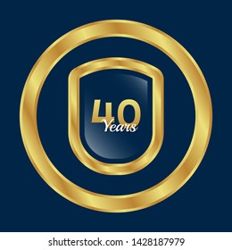 Gold celebration shield. 40 years anniversary