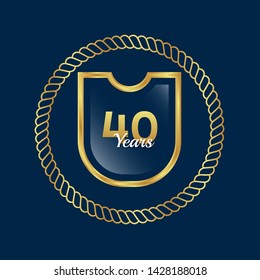 Gold celebration shield. 40 years anniversary