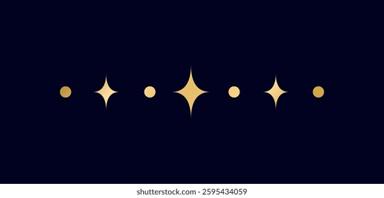Gold celestial separator. Ornate boho mystic divider decorative element