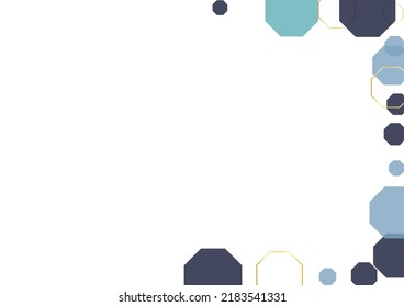 Gold Cell Background White Vector. Honeycomb Chemical Design. Energy Wallpaper. Dark Blue Polygon Fragment. Hexagon Background.