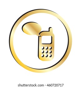 Gold Cell Phone Message Icon