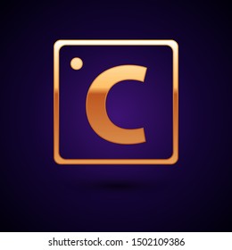 Gold Celsius icon isolated on dark blue background.  Vector Illustration